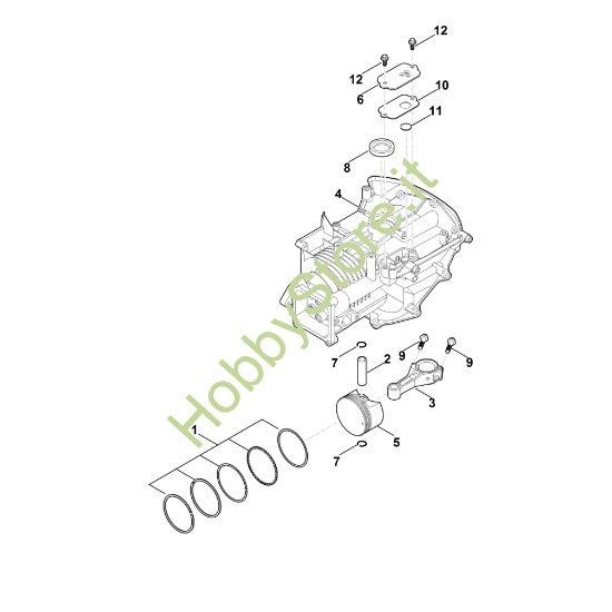 Picture of C - Carter motore, pistone e biella EVC 200.0 (EVC200-0001)